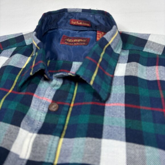 VTG Allen Wickfield Outdoor Outfitters Blue/Green Plaid Button Shirt Mens XL - Picture 2 of 8